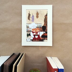 Cat Pizzaiolo postcard , illustration , picture