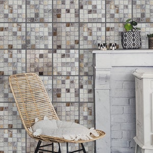 Set OF 24 Mosaic Tiles Wall Stickers Geometric Carrelage Adhésif, Fliesenaufkleber, Stair Stickers, Stair Riser, Modern Tile Decals Z703
