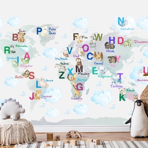 Animal Alphabet and Numbers Printed Wall Decals Kids Wall Decor Abc Decals  Abc Wall Art Alphabet Wall Decal Home School Decor Letters 