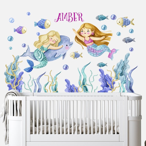 SHOP Mermaid Shells Peel & Stick Fabric Removable Kids Wall Decals – Olive et Oriel