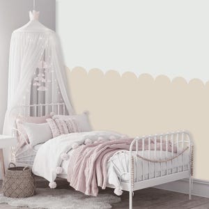 Custom Scalloped Wall Decal, Removable Border Nursery Room Decor, Boho Kids Playroom Wall Trim, Peel and Stick Sticker Boy Girl Bedroom