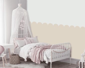 Custom Scalloped Wall Decal, Removable Border Nursery Room Decor, Boho Kids Playroom Wall Trim, Peel and Stick Sticker Boy Girl Bedroom