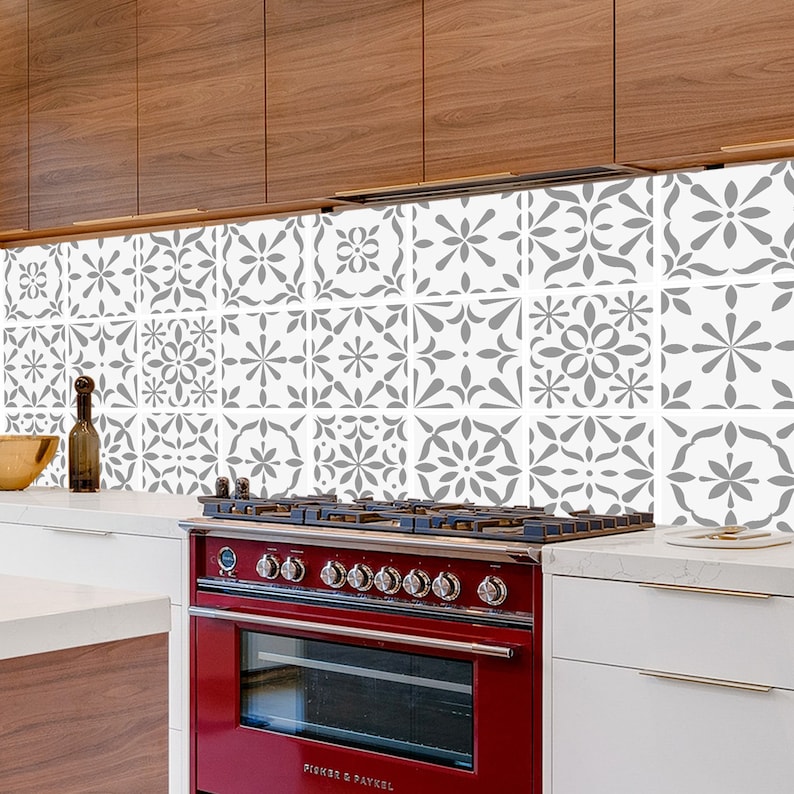 Set OF 24 Tiles Wall Stickers Black and White. Traditonal Etsy