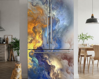 Kitchen Fridge Wrap, Multicolor Marble (Peel & Stick, Removable)