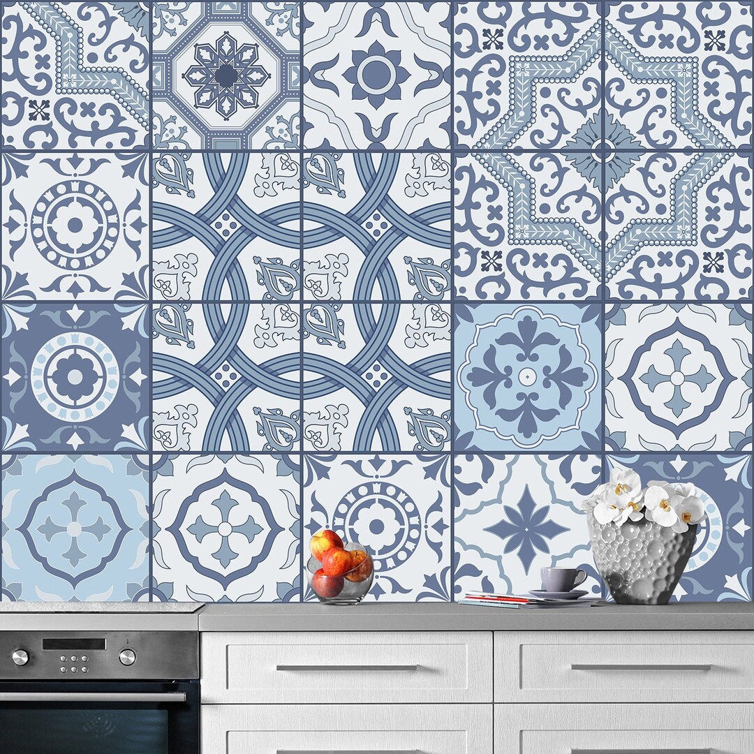 Set OF 12 Blue Tiles Wall Stickers Vinyl Traditonal Mexican Etsy  Österreich
