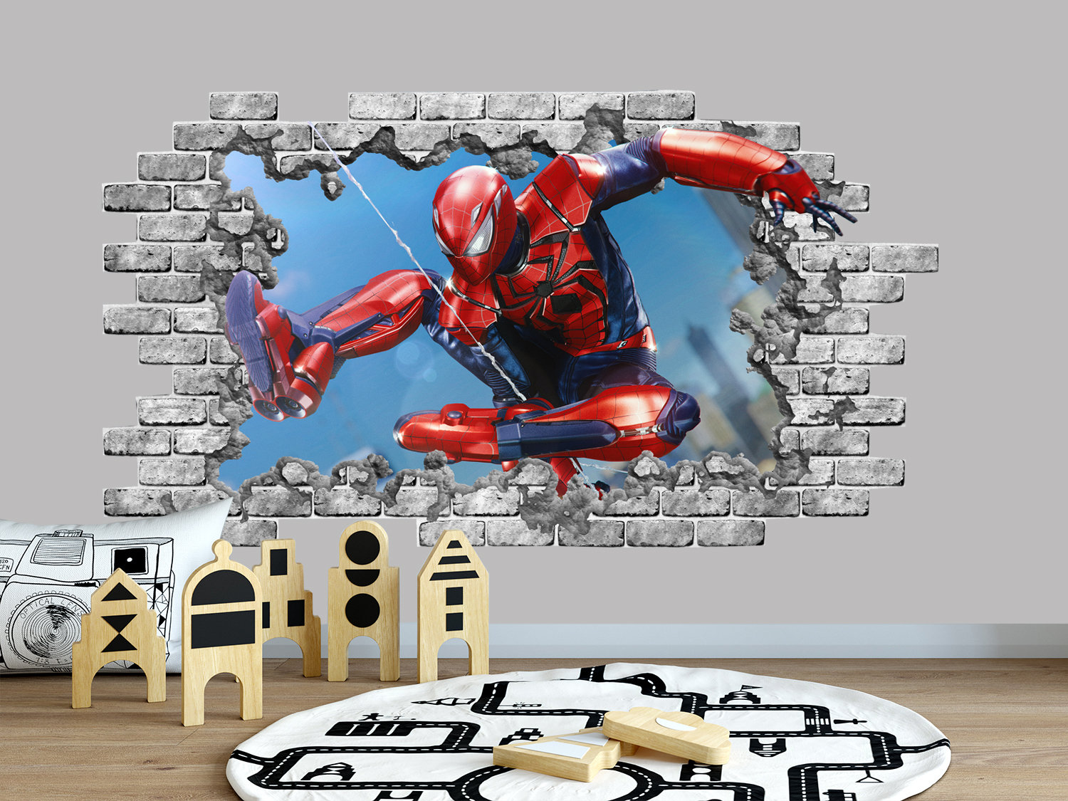 Wall Decal SpiderMan. Smashed Wall Decor Marvel. 3D Depth Etsy