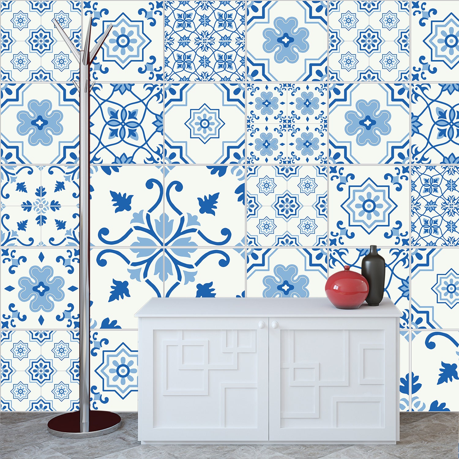 Set OF 24 Blue Traditonal Mexican Tiles Tiles Wall Stickers | Etsy