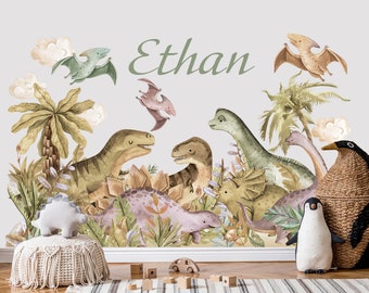 Wandtattoo Dino Triceratops – Kinderzimmer Aufkleber Braun – Wanddeko Dinosaurier