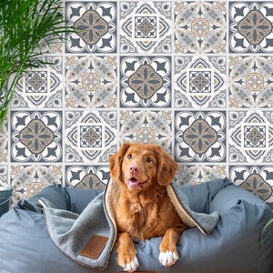 Set OF 12 Wall Stickers. Gray Traditonal Mexican Tiles. Tile Stickers Peel & Stick. Tiles Decal Removable Kitchen Bathroom Decal Vinyl LL24