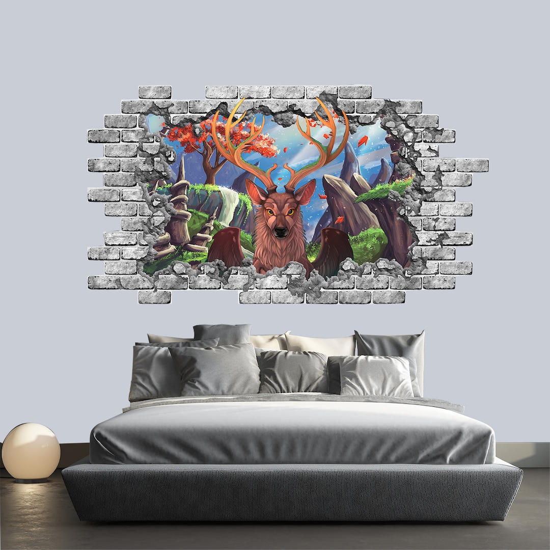 3D Deer Nursery Wall Decor Forest, Woodland Wall Decal Fantasy Wall Art ...