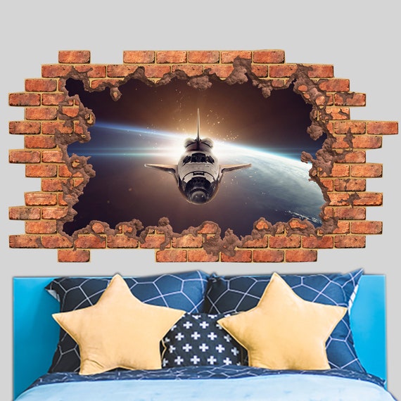 UFO Space Ship 3D Nursery Childrens Wall Stickers Bedroom Wall Art 4 Sizes