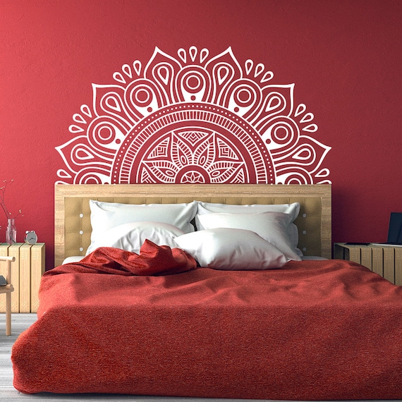 Half Mandala Headboard Wall Decal Lotus Flowermandala Zen