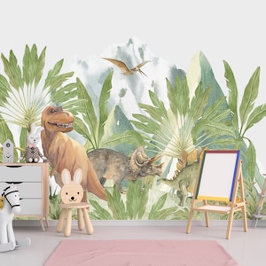 Dinosaur Wall Decal Toddler Room Above Crib, Jurassic World Big Jungle Wall Sticker Kids Nursery, Dino Playroom Vinyl Decals Boy Room  Z803