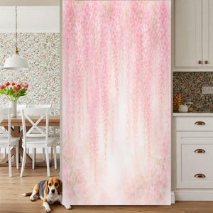 Adhesivo para nevera con diseño de flor de glicina rosa, fácil de pegar y despegar, vinilo decorativo retro rosa para nevera, pegatina para renovar la cocina.