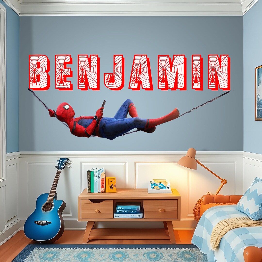Personalized Wall Decal Superhero Teen Room, Name Wall Sticker Boy ...