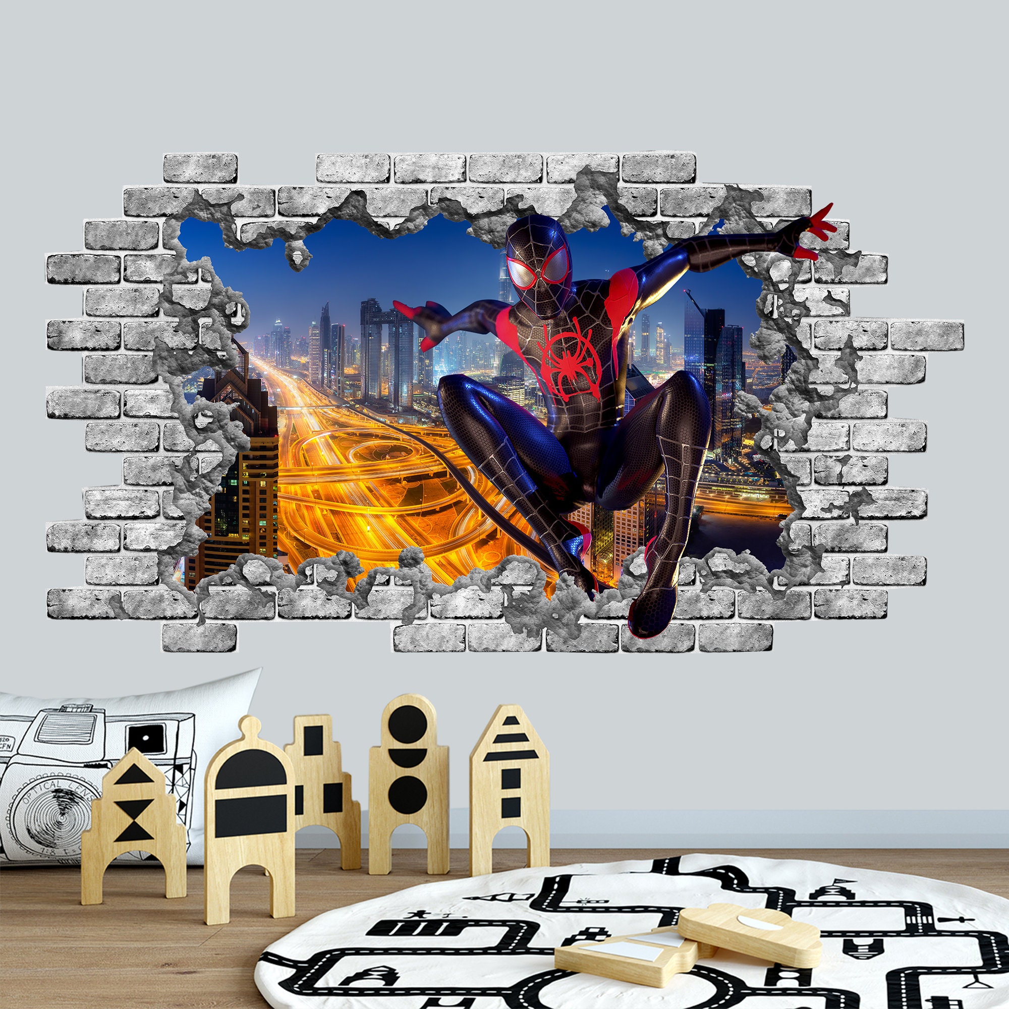 Excellent Vinyl Removable Wall Decor for Boys Girls Adults Room Living Room Kitchen Large 3D Mural Stickers Cars, 60cm SLAVIO 3D Wall D/écor Stickers Spiderman Minions Super Mario Kart Avengers Movie Character Heroes Wall Sticker Marvel Wall Decals
