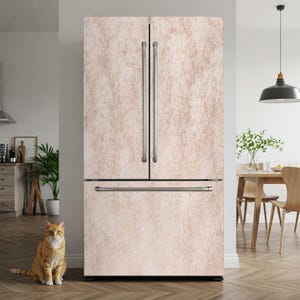 Beige Wisteria Flower Fridge Decal Peel and Stick, Pink Retro Flower Refrigerator Wrap,  Vinyl Sticker for Kitchen Refresh Cover Removable