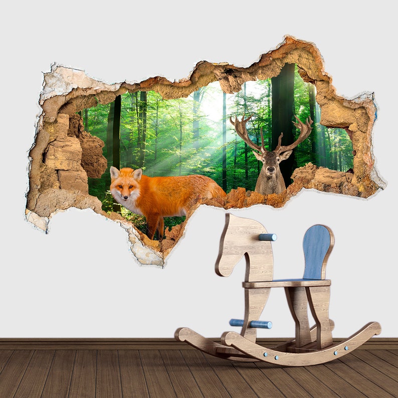 3D Deer Nursery Wall Decor Forest Woodland Wall Decal 3d Etsy