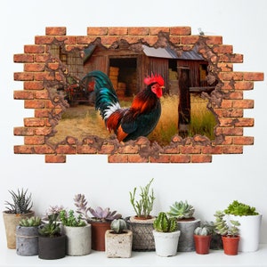 3D Wall Decal Сock in Hole Rustic Decor 3D Depth Illusion Hole Farm Wall Decor 3D Vinyl Mural Removable Wall Sticker Decal Poster Kids Z206