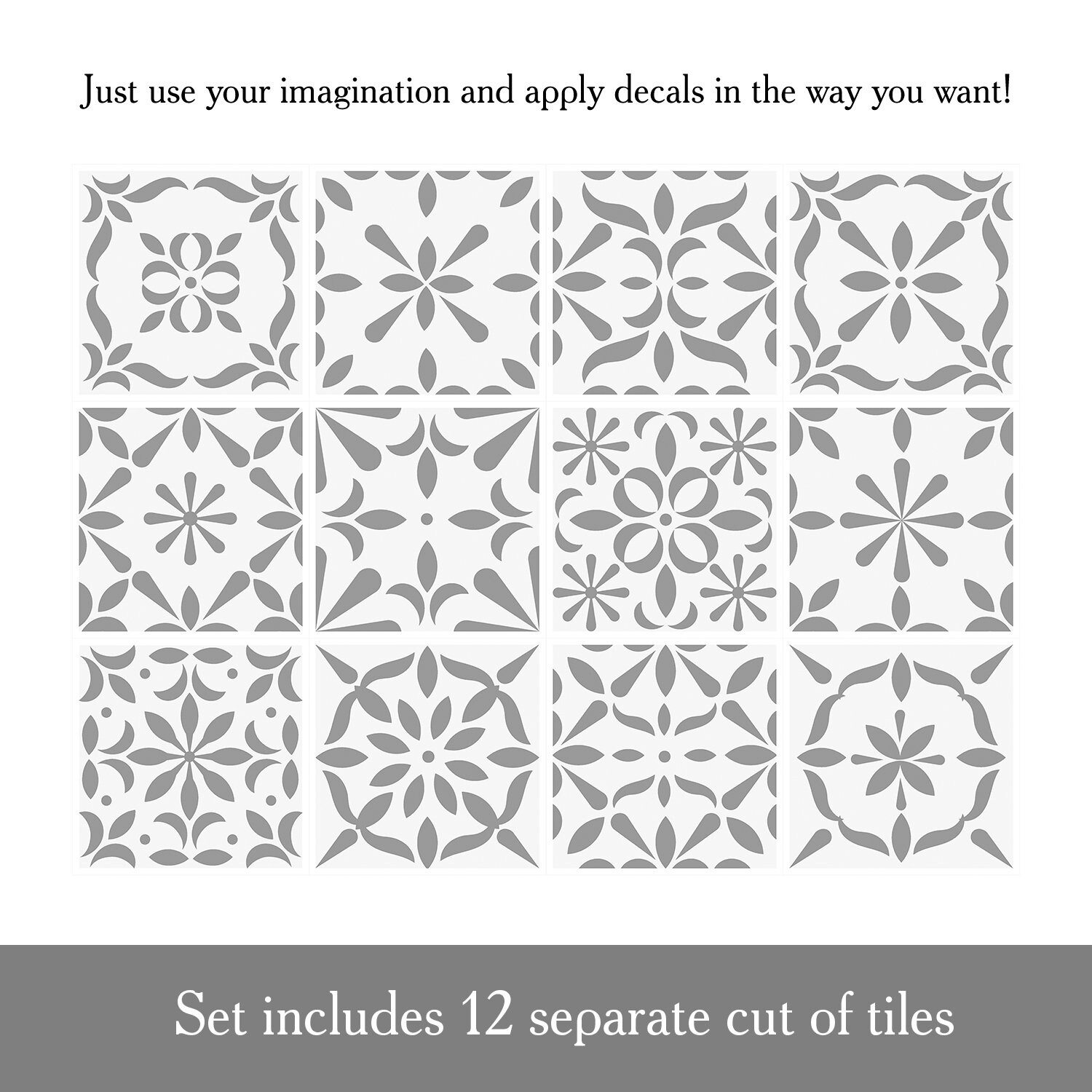 Set OF 12 Tiles Wall Stickers. Black and White Tile. Backsplas Etsy