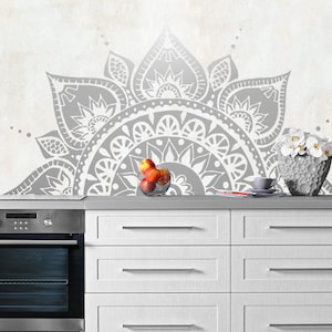Half Mandala Wall Decal Headboard Decor Lotus Flower Mandala Decal Vinyl Bedroom Indian Yoga Sticker Vinyl Boho Decal Bohemian Decor Z311