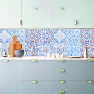 Set OF 12 Tiles Wall Stickers. Traditonal Spanish Tiles. Tile Stickers Peel & Stick. Tiles Decal Removable. Kitchen Bathroom Decal Z421