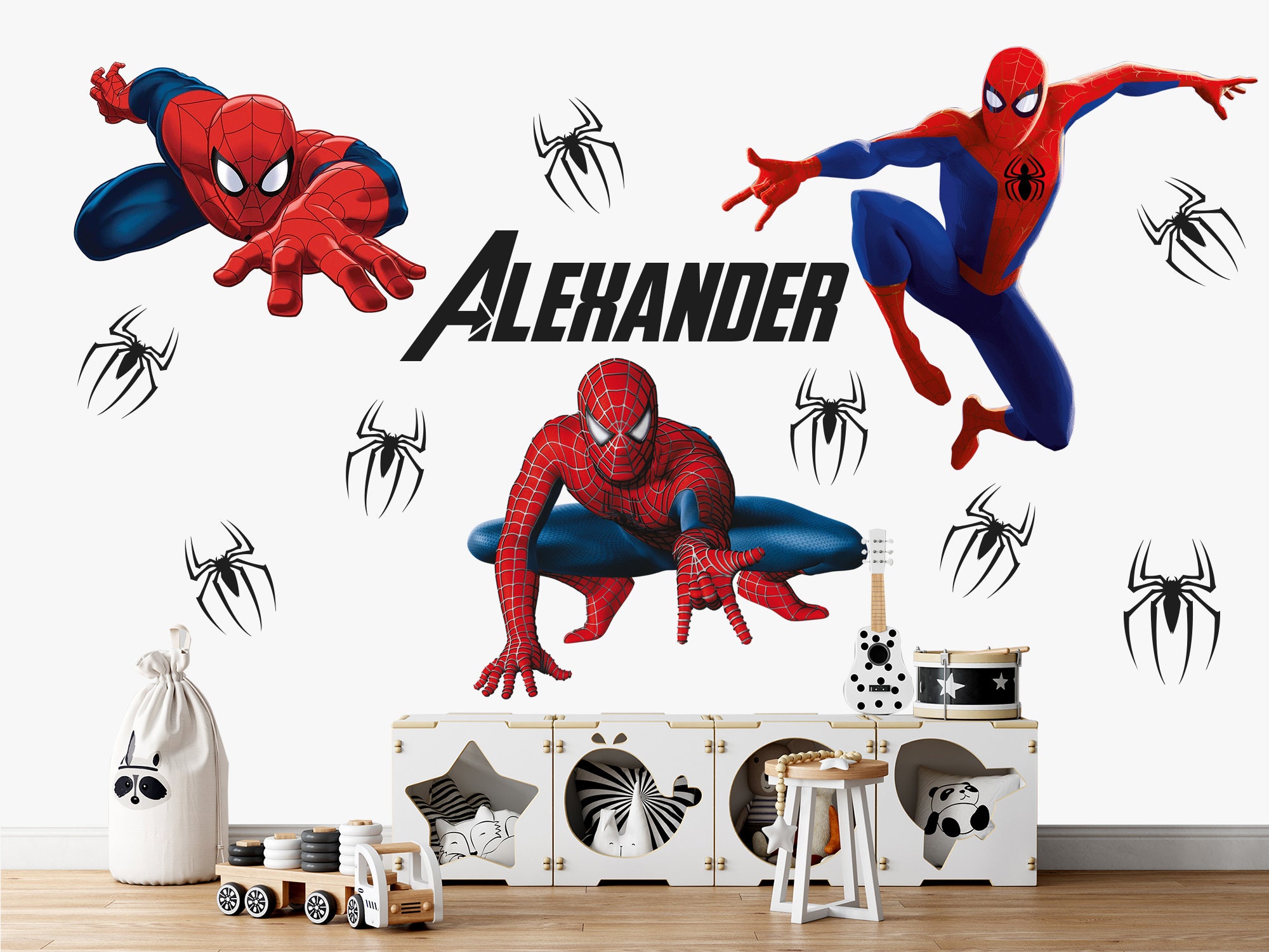 Spiderman adesivi murali per bambini ragazzi camere Spider Man bambini  camera da letto decorazioni per la casa carta da parati vinile Nursery  decalcomanie decorazioni - AliExpress