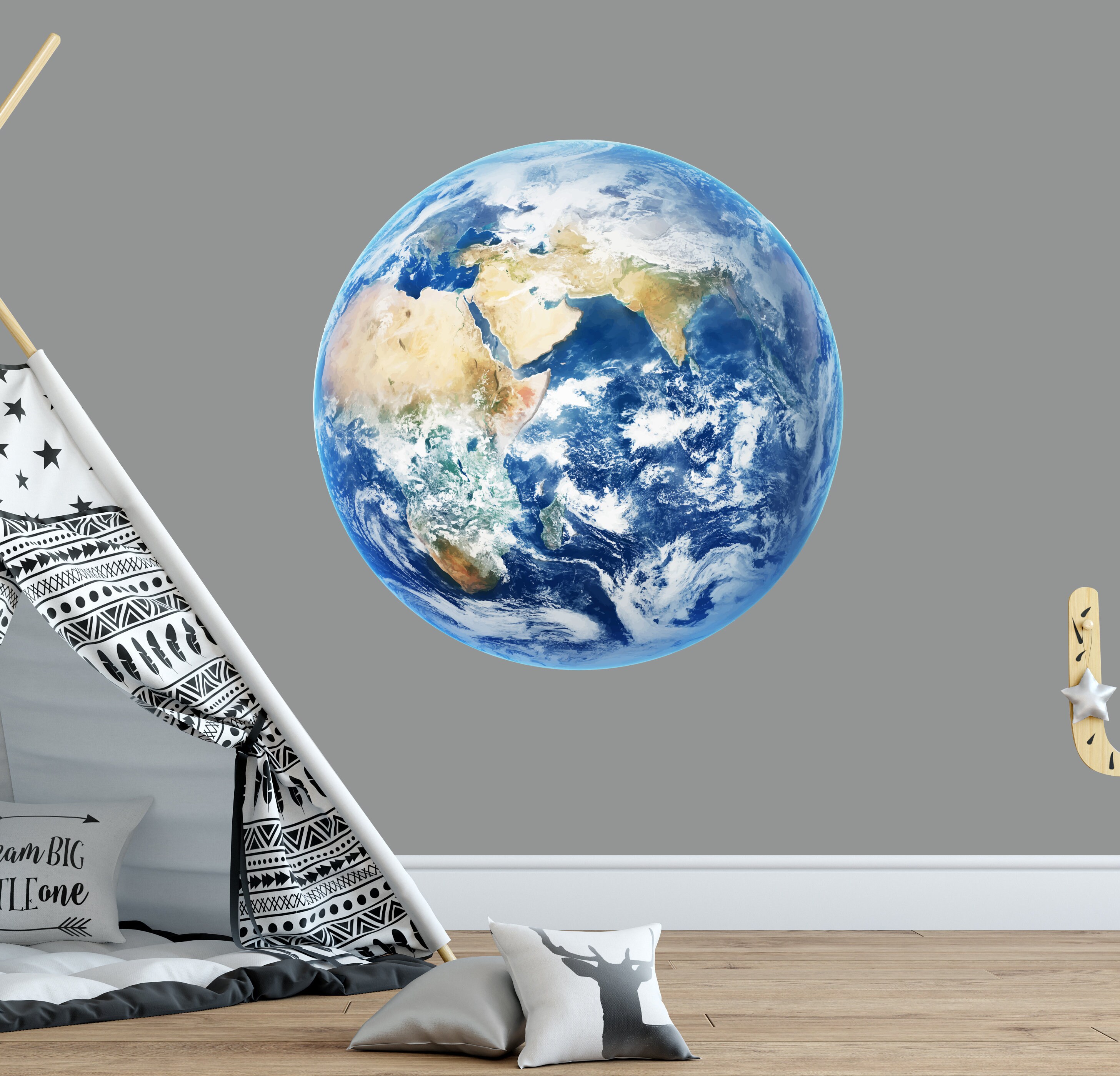 3D Wall Decal Planet Earth for Nursery. Space Decal for Kids. Color ...