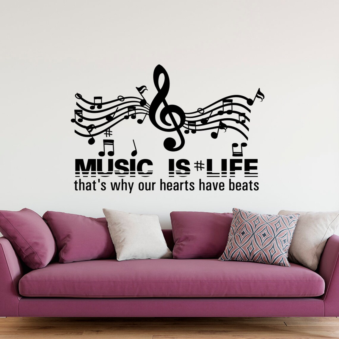 Wall Decal Quote MUSIC IS LIFE. Wall Word Vinyl Decal Etsy