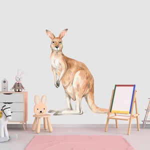 Big Kangaroo Jungle Wall Stickers Kids Room, Safari Australian Animals Wall Decals Toddler Bedroom, Tropical Children&#39;s Playroom Z819