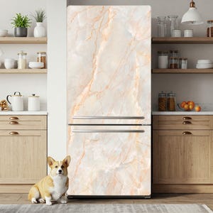 Beige Marble Sticker Soft Pastel Self Adhesive Fridge Decals Modern Vinyl Kitchen Decor Alcohol Inks Refrigerator Wrap Self Adhesive