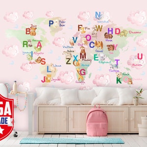 Rosa Alphabet Wandaufkleber für Kleinkind Mädchen Kinderzimmer, Kinderzimmer Kinderzimmer Dekor Z754