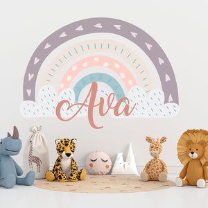 Personalized Name Decal Boho Rainbow Toddler Girl Room, Baby Nursery PlayRoom Above Crib Wall Decal, Vinyl Decoration Kids Bedroom Z851