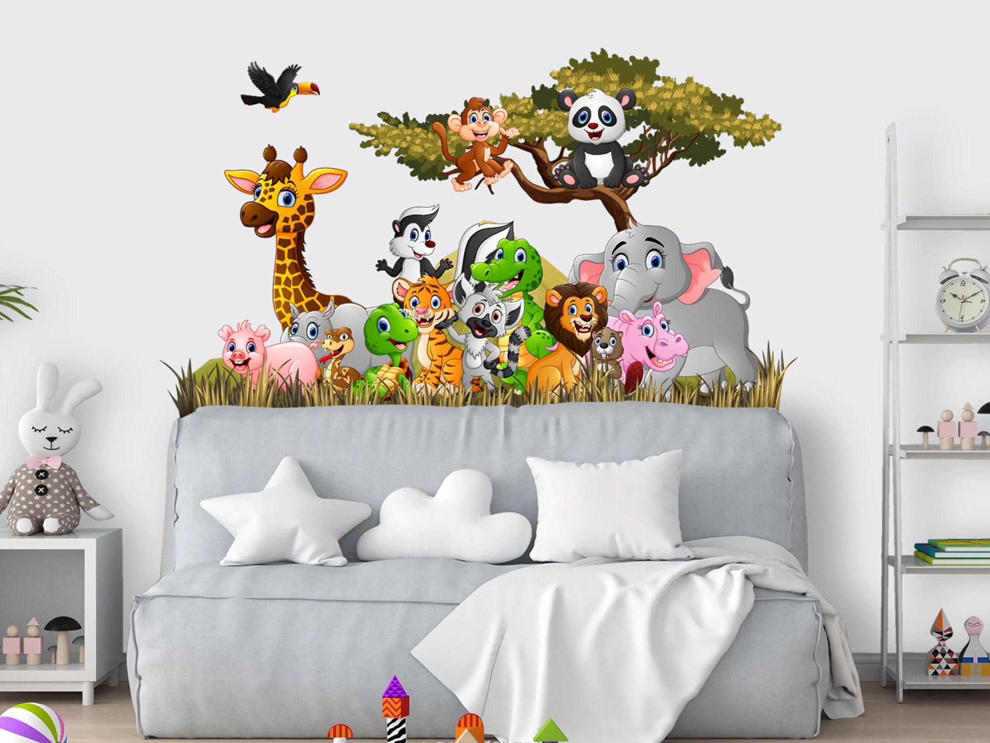 Set Di 6 Poster Per Cameretta Bambini - Tema Animali Della Foresta Safari - Formato DIN A4 - Foto 6