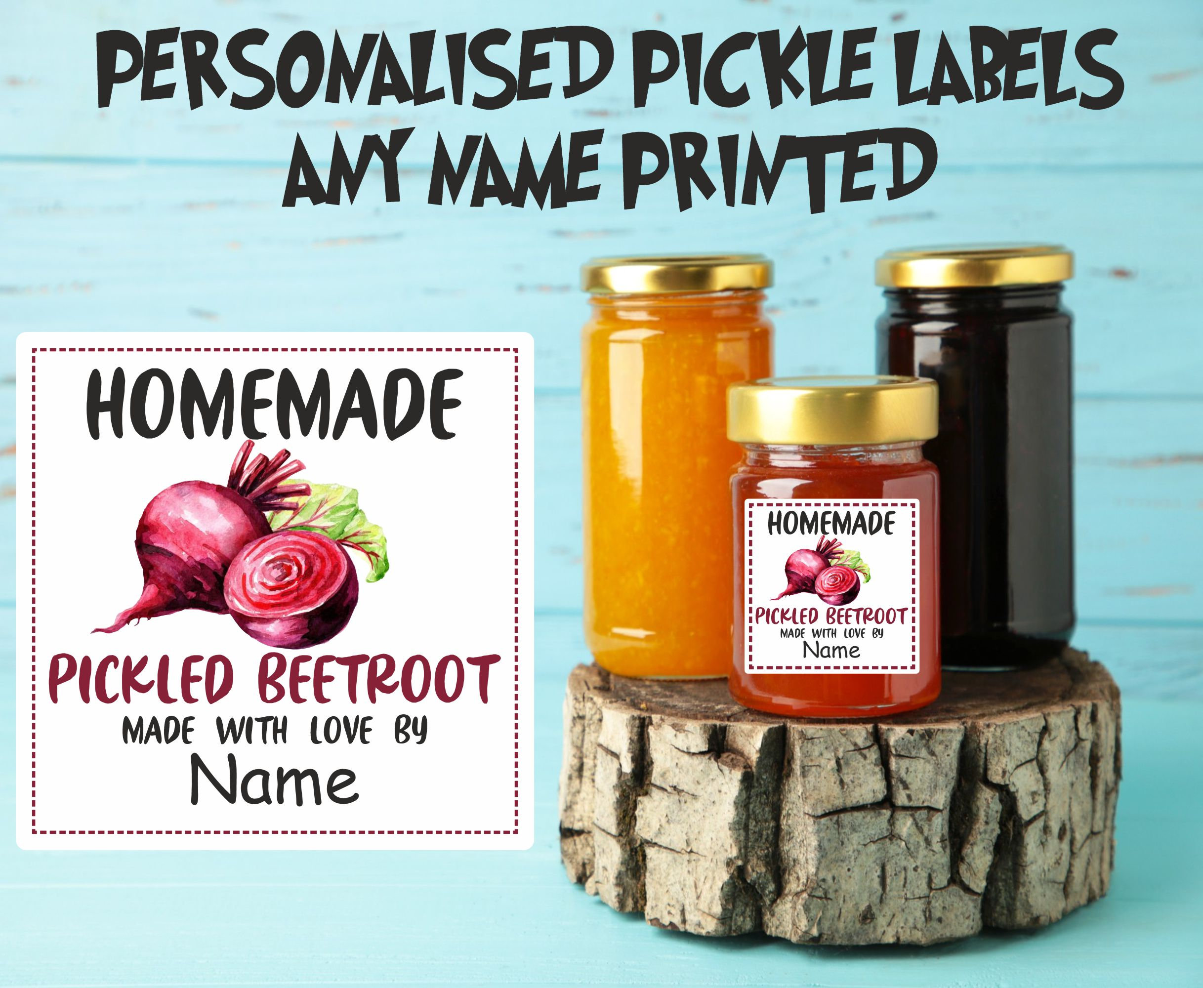 Pickled Labels Food Gift Labels 18 Pickled Beetroot Jar Labels - Green Gingham Design ...