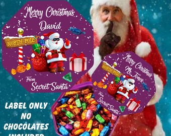 Personnalisé Secret Santa Chocolate LABEL NE s’adapter Quality Street Tub Noël