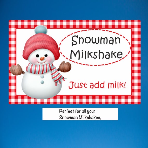 Snowman Milkshake Christmas Labels Fund Raisergreat for - Etsy