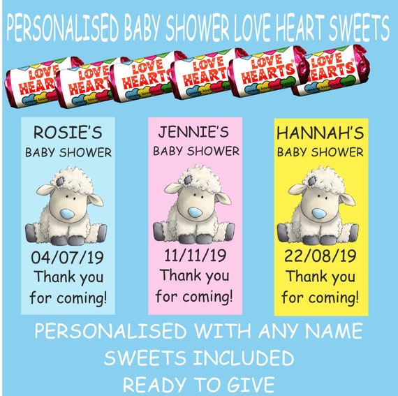 personalised love hearts baby shower