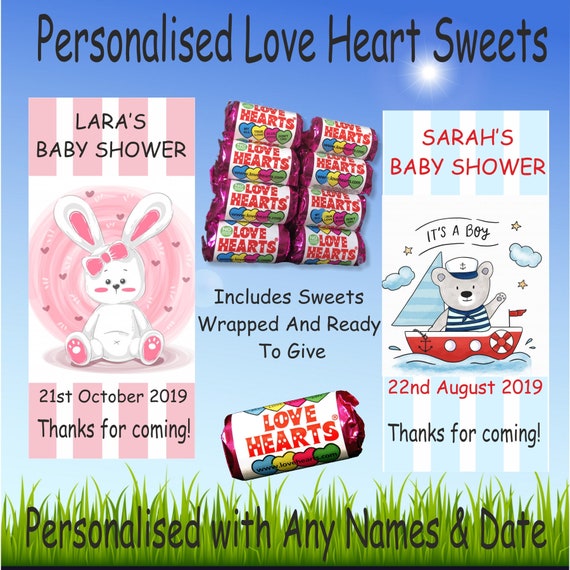 personalised love hearts baby shower