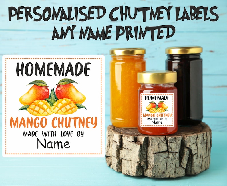 39 Personalised Mango Chutney , Jar Labels Stickers, Perfect for All ...