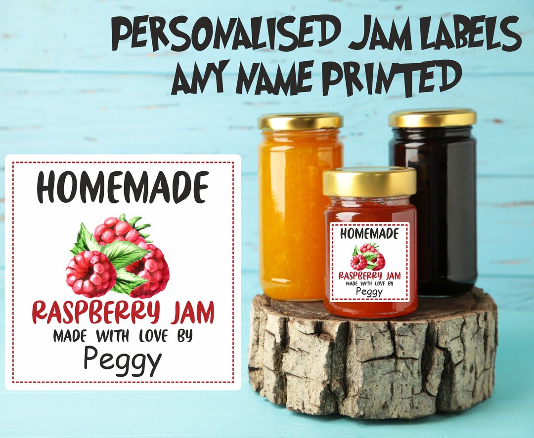 39 Personalised Raspberry Jam Jar Labels Stickers, Perfect for All Your ...