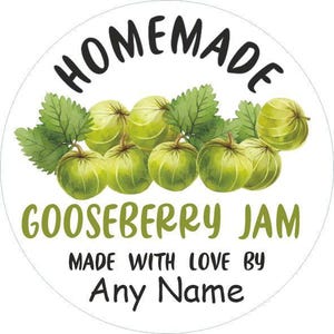 39 personalised gooseberry jam jar labels, stickers