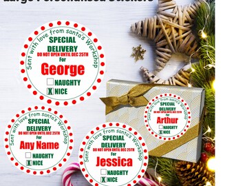 24 Grandes Étiquettes personnalisées d'autocollants spéciaux de Noel de livraison de Noel