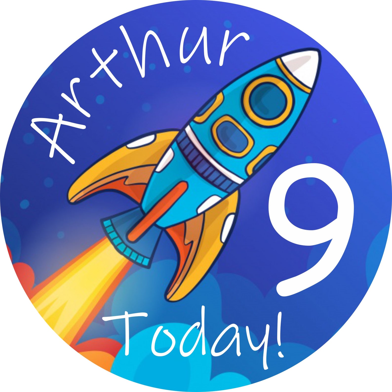 48 Personalised Party Stickers Rocket Design Any Name and | Etsy