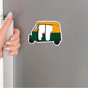 Cute Tuk tuk, Rickshaw fridg magnet, tourist attraction, water resistant, travel souvenir, desi transport design, Asian experience, matte