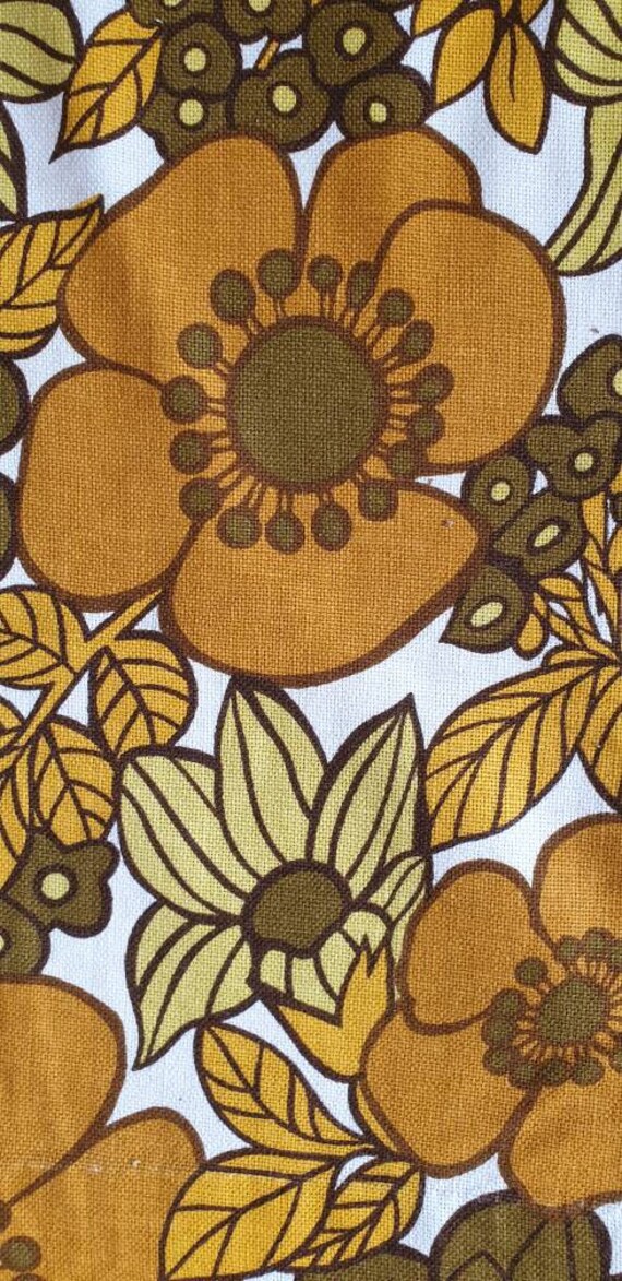 Fabulous M S Retro Floral Curtain Fabric 2x Pieces 165x94cm Etsy