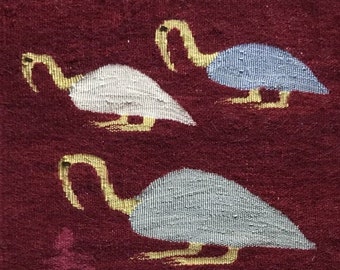 Harrania Tapestry "Ibises", unique handcraft, handwoven by Sheimá, weaving school El Awadly, Harrania, Egypt