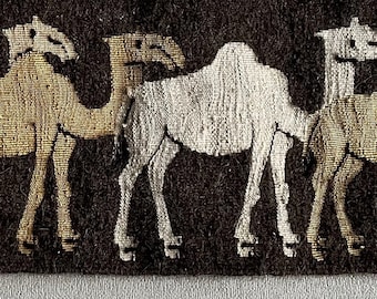 HARRANIA picture carpet "Herd of camels", artistic unique hand-woven by Sheimá