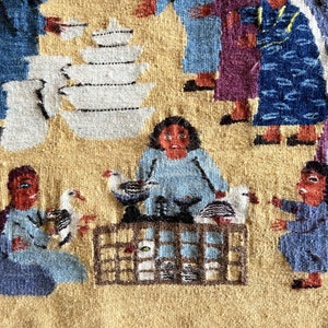HARRANIA Bildteppich Markt im Dorf, künstlerisches Unikat handgewebt von Sherifa Bild 4