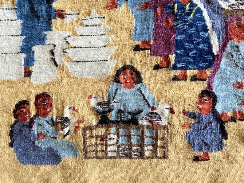 HARRANIA Bildteppich Markt im Dorf, künstlerisches Unikat handgewebt von Sherifa Bild 4